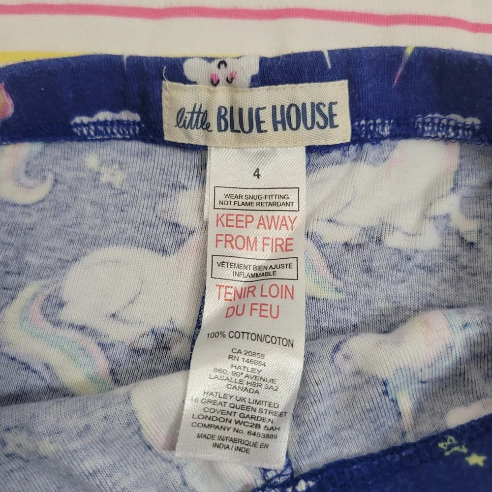 Little Blue House‎ 4 Pajama Set Girls Pink Sequin Unicorn Striped Rainbow Blue